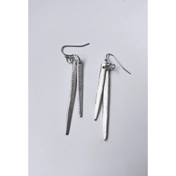 Handmade Fork Tine Earrings: Antique Silverware Jewelry layered spike - Picture 1 of 4